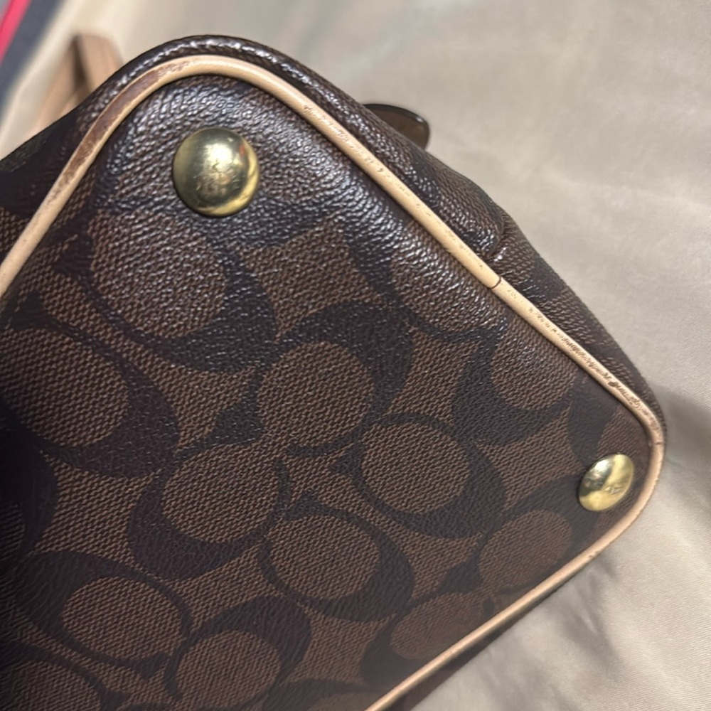 Coach Signature Handbag F26184 Brown Canvas Dome Satchel - Picture 10 of 11